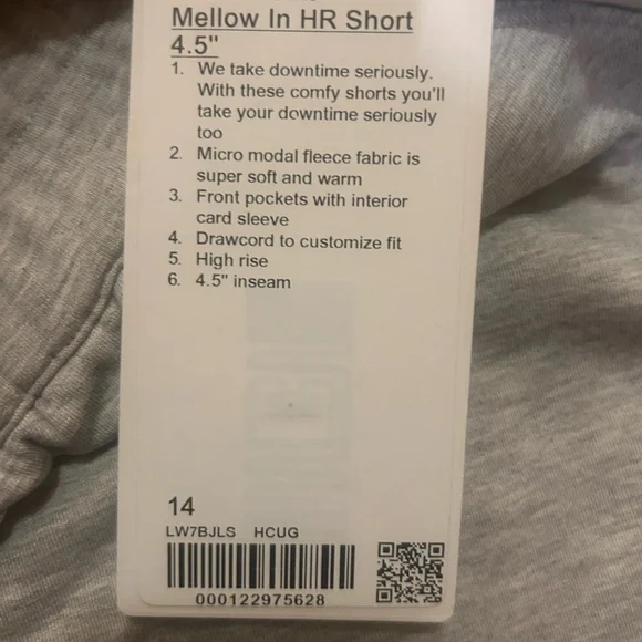 NWT Lululemon Mellow In HR Lounge Shorts | Light Gray | Size 14 Women’s - Picture 5 of 8